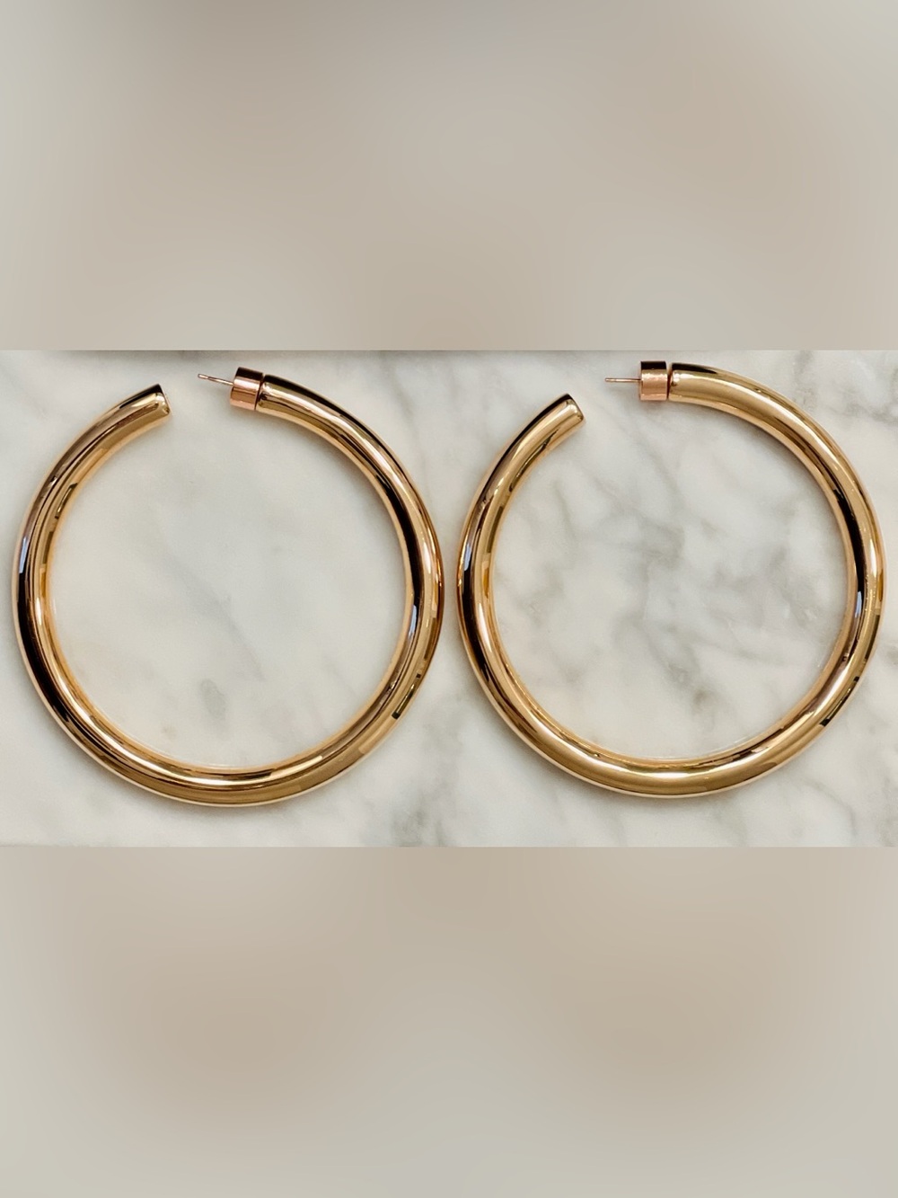 Jennifer Fisher KEVIN hoops 2.5 inches in ROSE GOLD; like new - Picture 3 of 6